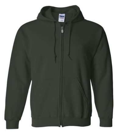 Dark Green Full Zip Hooded Sweatshirt Main Image